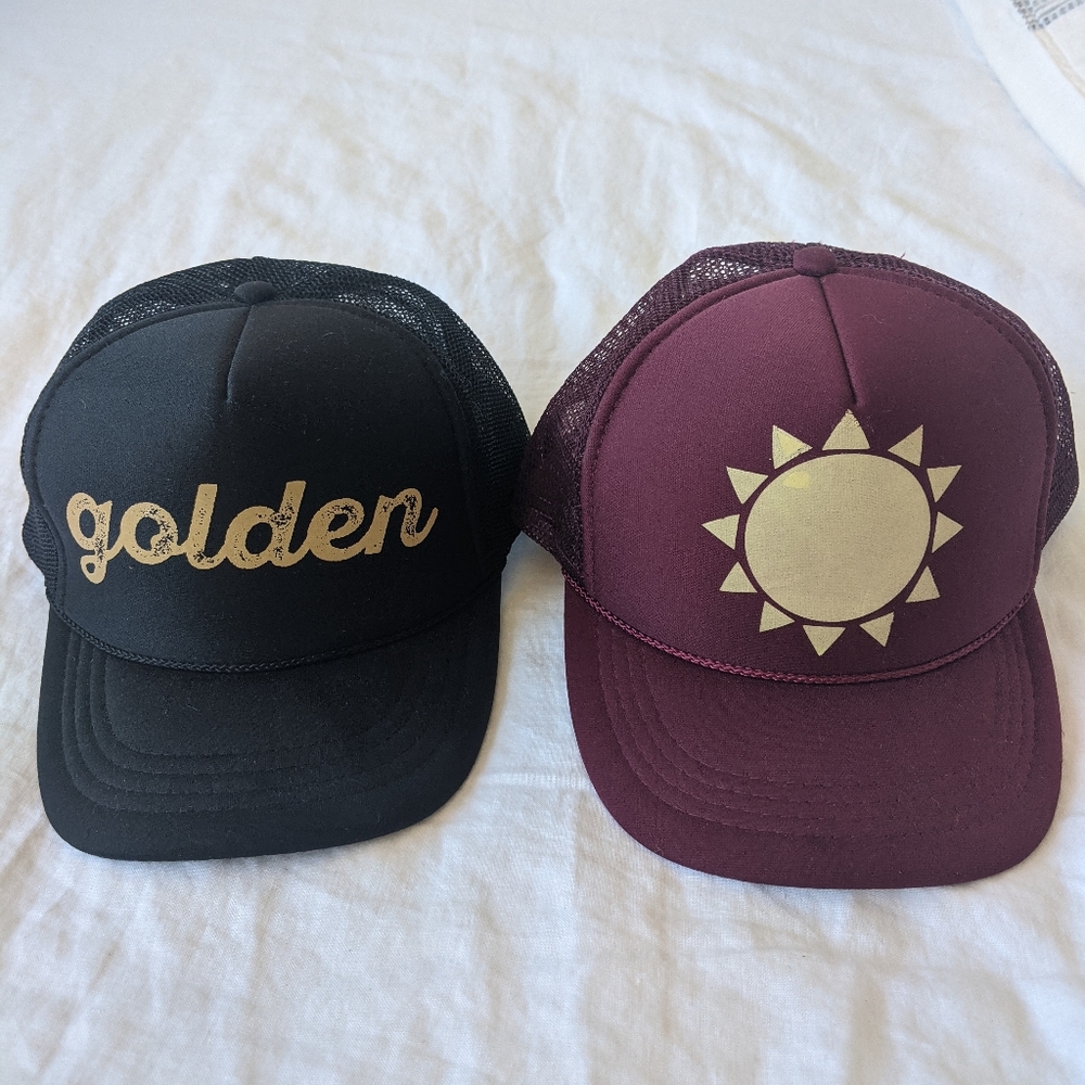 Pair of trucker hats by mothersun and the captain